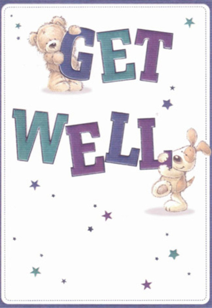 This illustrated get well card-seen through the lens of a local South Tottenham florist-serves as a tender celebration of healing and kindness. A smiling bear and a lively puppy, both rendered in soft, textured strokes, anchor the composition. Their presence is surrounded by sparkling aquas and purples, as starbursts drift through the air like scattered wishes offered from the heart of Seven Sisters. The tactile quality is remarkable: you can almost sense the bear's plush fur and the puppy's velvet ears, each bringing an extra layer of comfort. The prominent, colourful typography forms a playful foundation, radiating reassurance amid a luminous cream backdrop. Imagining this card accompanying a hand-tied bouquet from Flower Delivery South Tottenham, the combined gesture becomes a beacon of positivity-perfect for lifting spirits, whether delivered to a neighbour near West Green or a loved one recuperating across the borough. The card's airy mood and gentle palette ensure its message of hope and care is both clear and heartfelt.